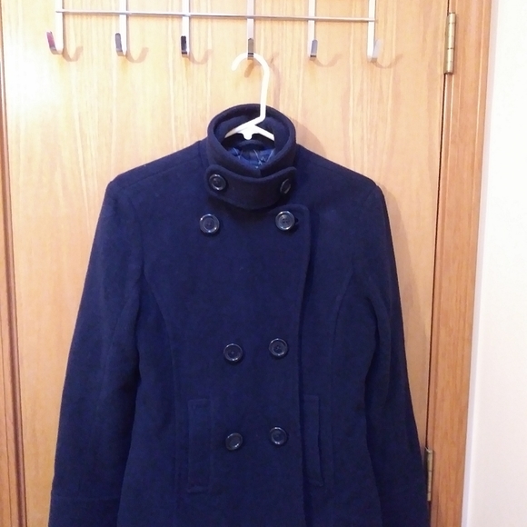 American Eagle Wool Sz M Jacket Coat Navy Blue - Picture 3 of 10